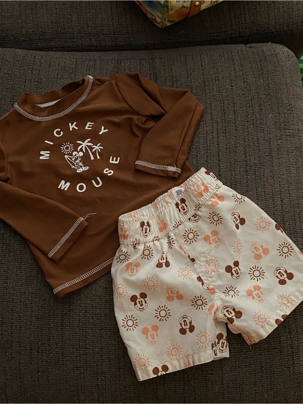 Mickey Mouse Brown 2 Piece Swim Outfit 18 months